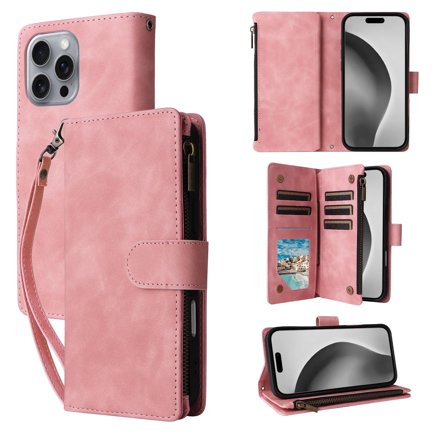Premium Leather Wallet Case For iPhone 16 15 14 13 12 11 17 Pro Max Plus Magnetic Flip Cover