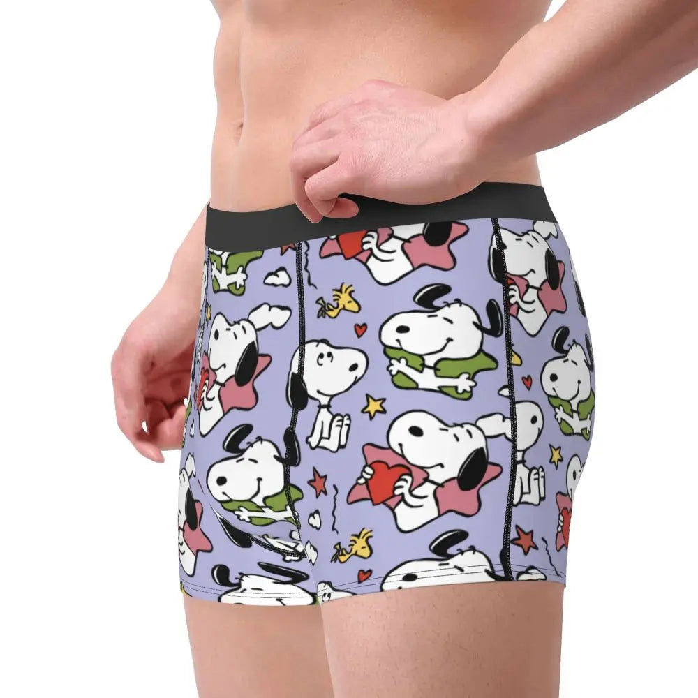 Snoopy Boxer Briefs for Men - Giggle Print Polyester Blend