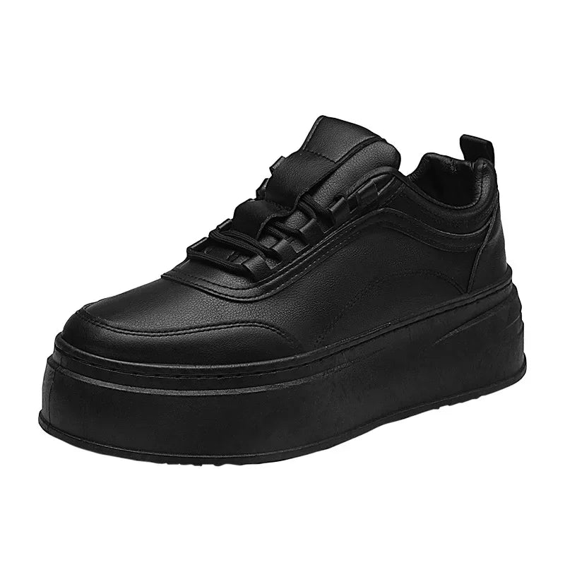 Men's Casual Lace-Up Sneakers in Black and White