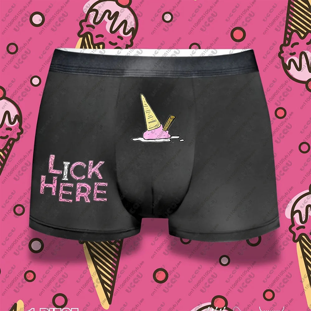 Funny Ice Cream Print Boxer Shorts for Men