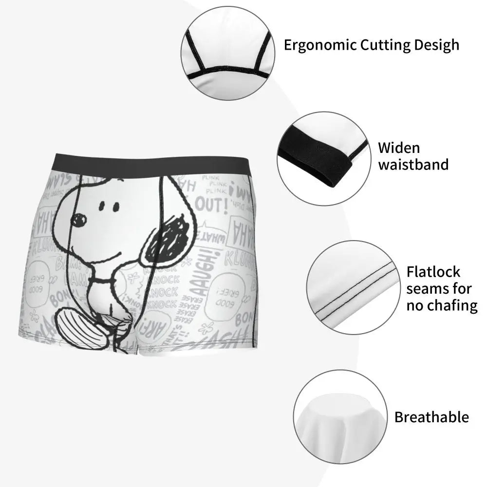 Snoopy Boxer Briefs for Men - Giggle Print Polyester Blend