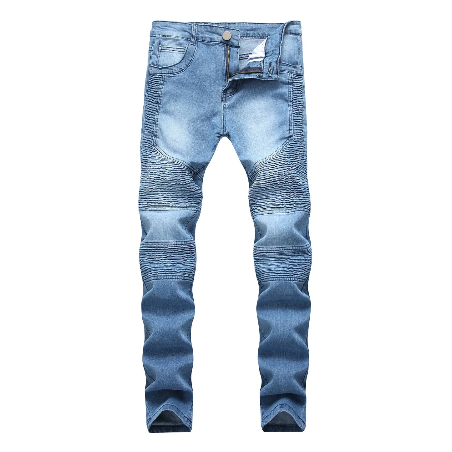 2022 Mens Jeans New Fashion Male Casual Biker Jeans Slim Straight Feet Jeans Loose Waist Long Trousers Denim Pants Large Size 42