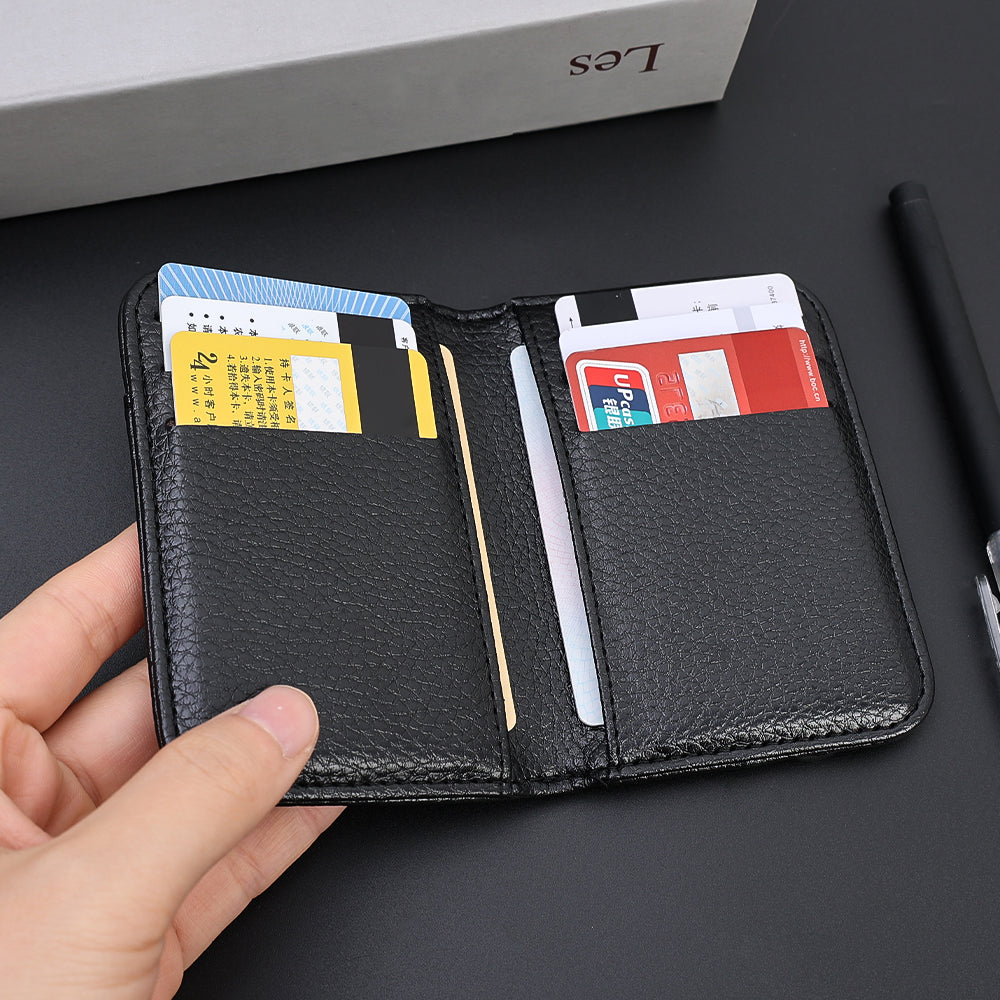 Portable Super Slim Soft Wallet Leather Mini Credit Card Wallet No Zipper