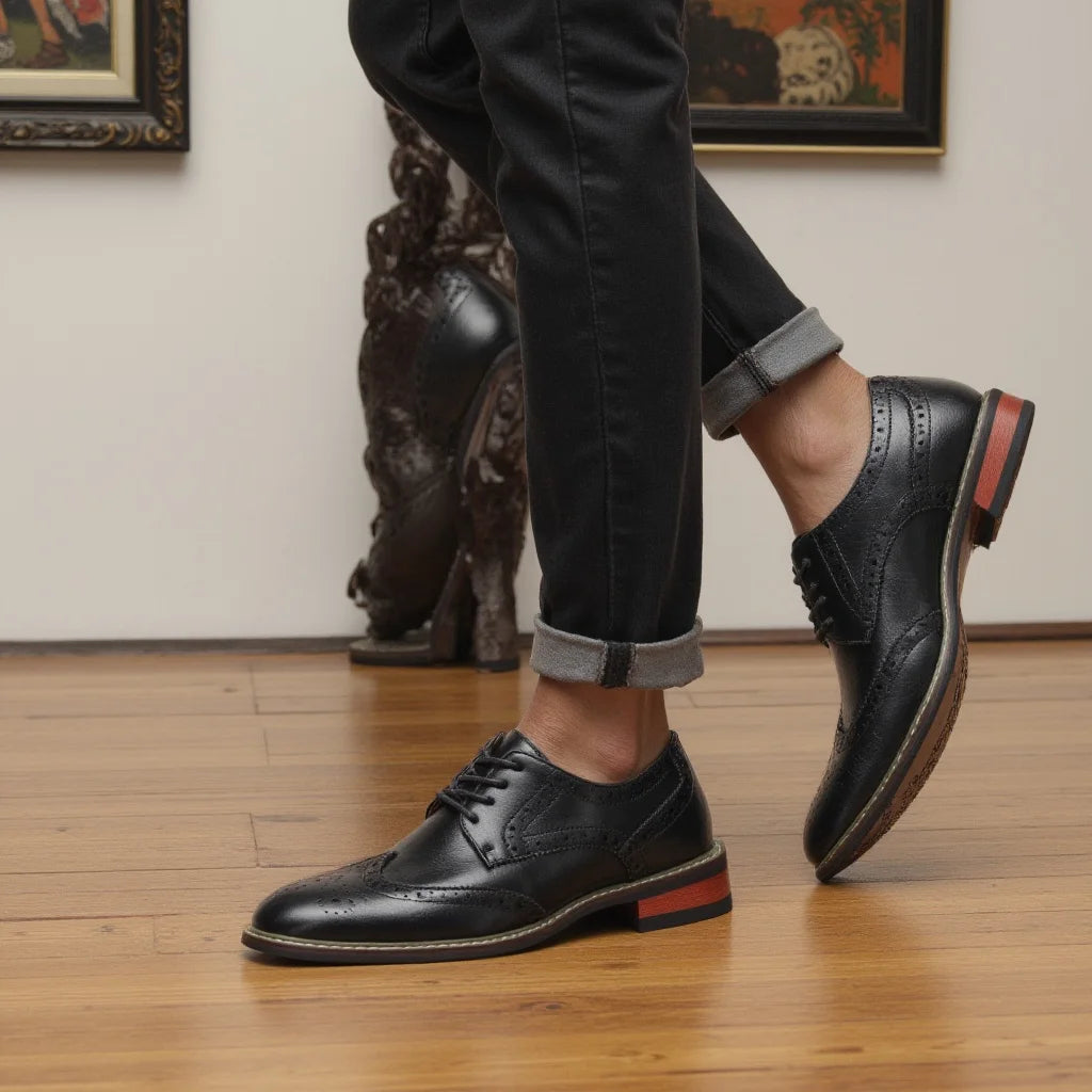 Mens Comfortable Lace-Up Dress Shoes for Business and Weddings