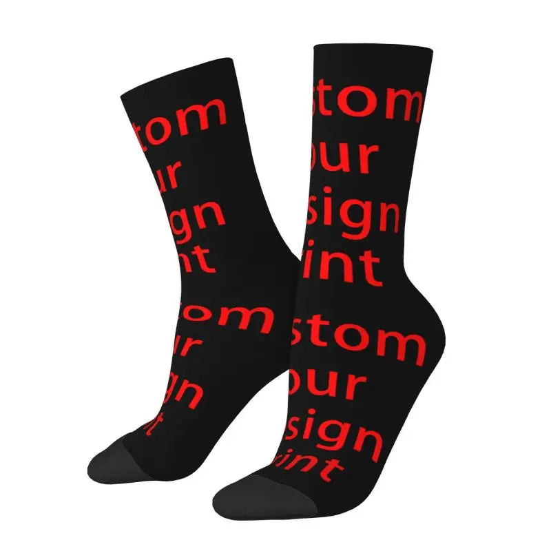 Custom Your Design Socks Women Men Warm 3D Printing Customized Logo Printed Football Sports Socks