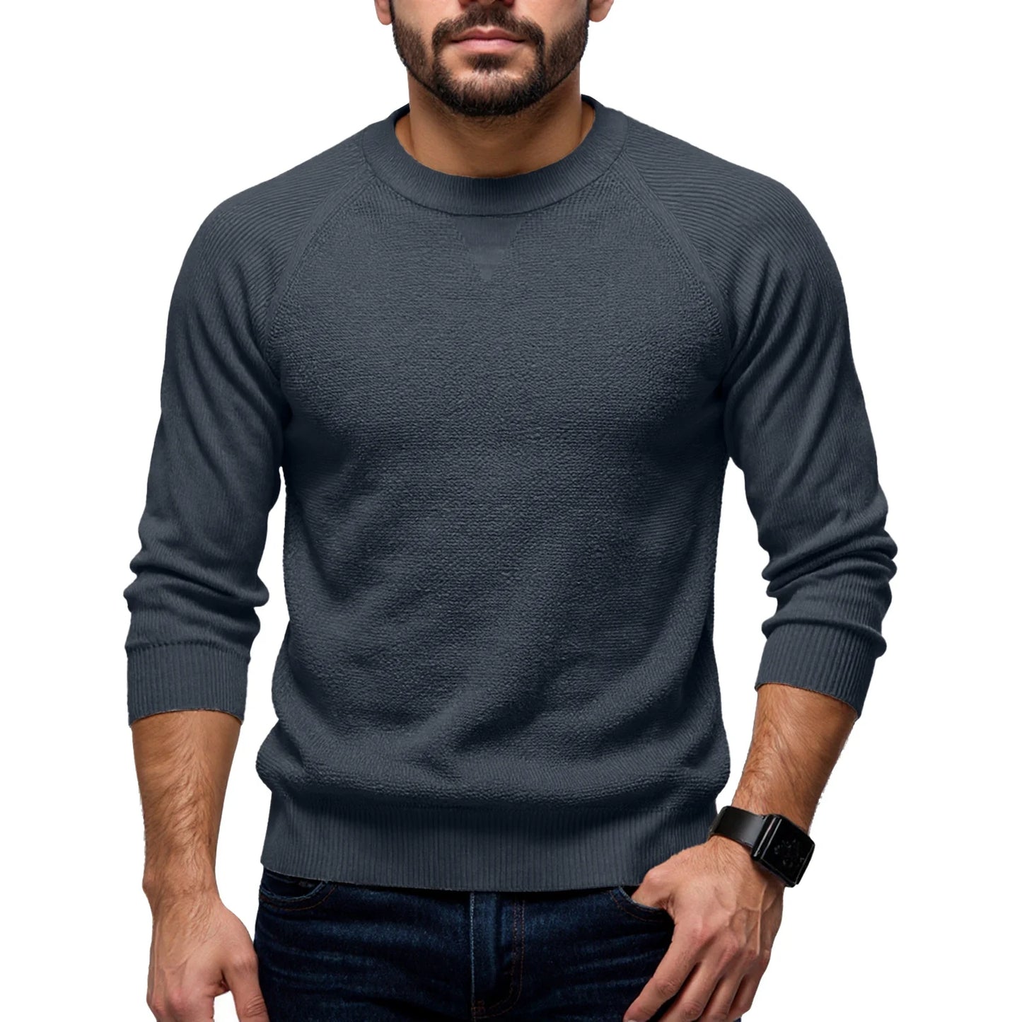 Men'S Tops T-Shirts Knitted Round Neck Sweaters Men'S Fashion Tops Daily Wear Gray Casual Warm Daily Commuting Casual Gathering
