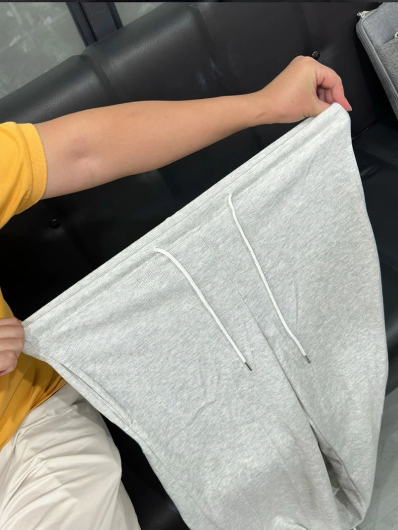 Men's Casual Jogging Pants - Straight-leg, loose fit loungewear pants solid coloelastic waistband and drawstring design