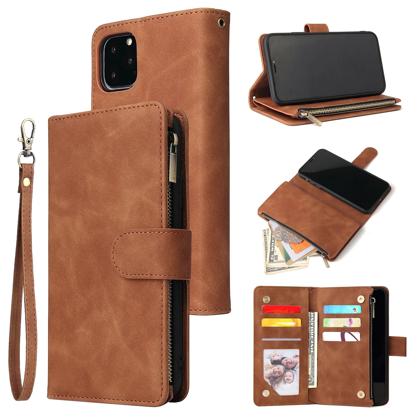 Premium Leather Wallet Case For iPhone 16 15 14 13 12 11 17 Pro Max Plus Magnetic Flip Cover