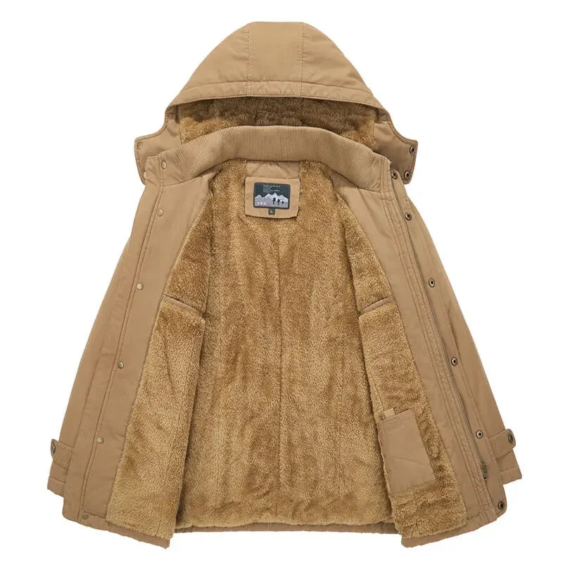 Plus Size Fleece Military Bomber Jacket Men Multi-pocket Pilot Jacket