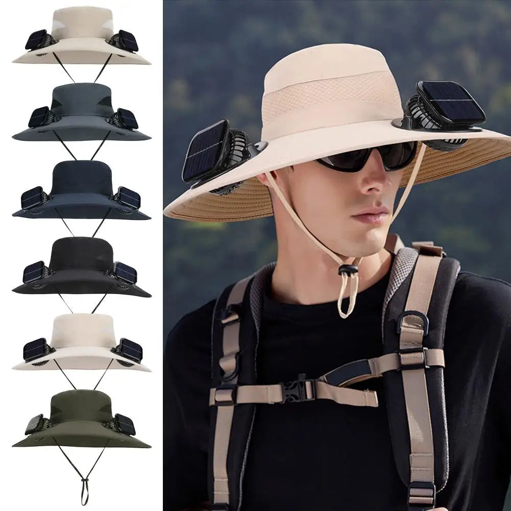 Solar Fan Hat for Men Women with Dual Solar Fans