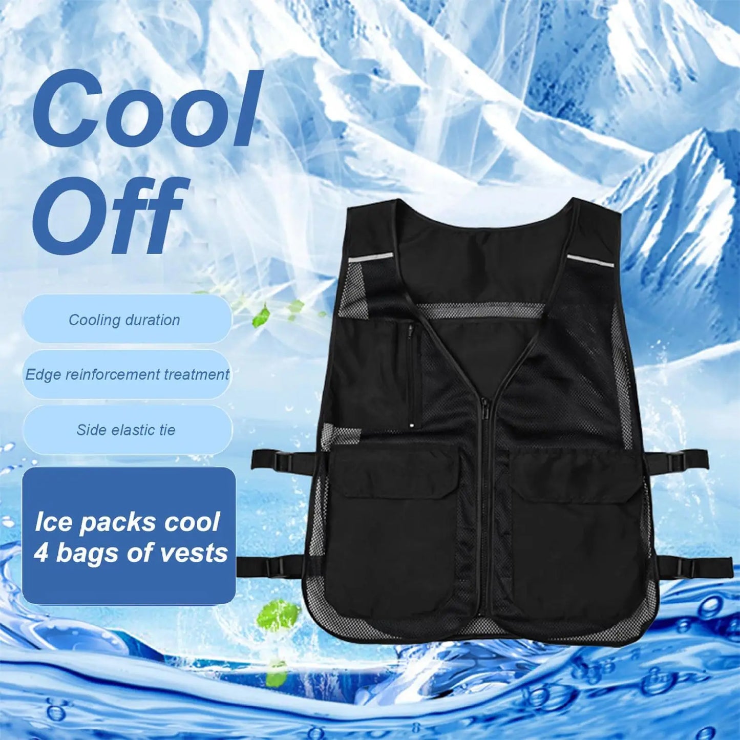 Cooling Vest With Ice Packs Adjustable Cold Vest For Hot Weather