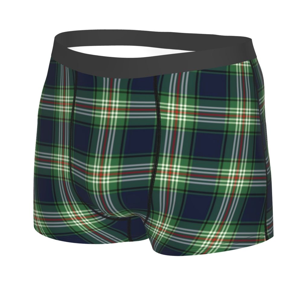 Black Watch Tartan Boxer Shorts for Men in Lycra and Polyester