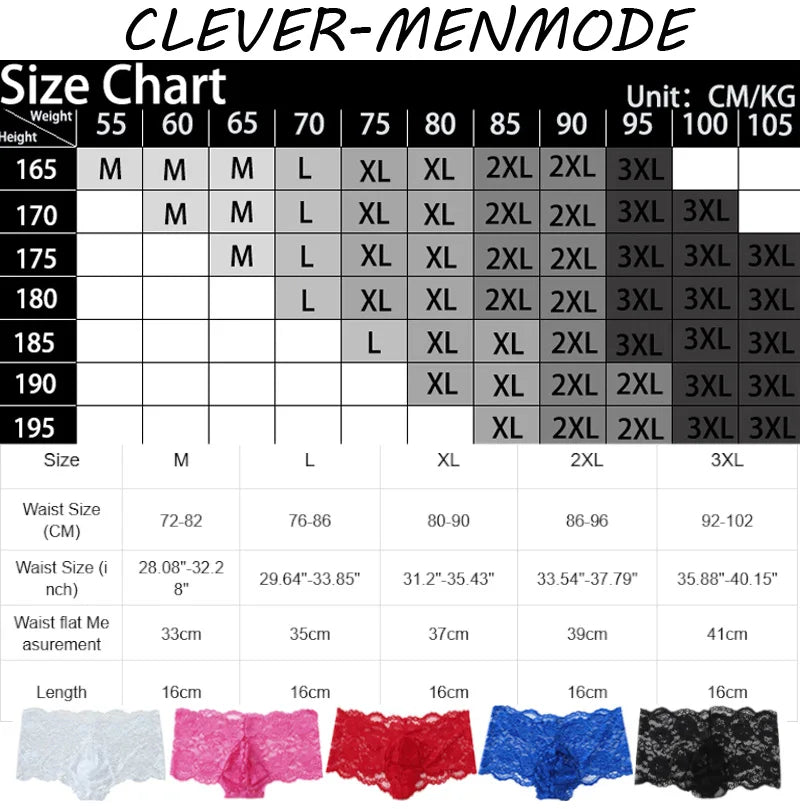 Hot Sale Male Underwear Boxers Lace Sexy Mens Lingerie Boxer Comfortable Solid Underpants  Ropa Interior Hombre Multi Colors