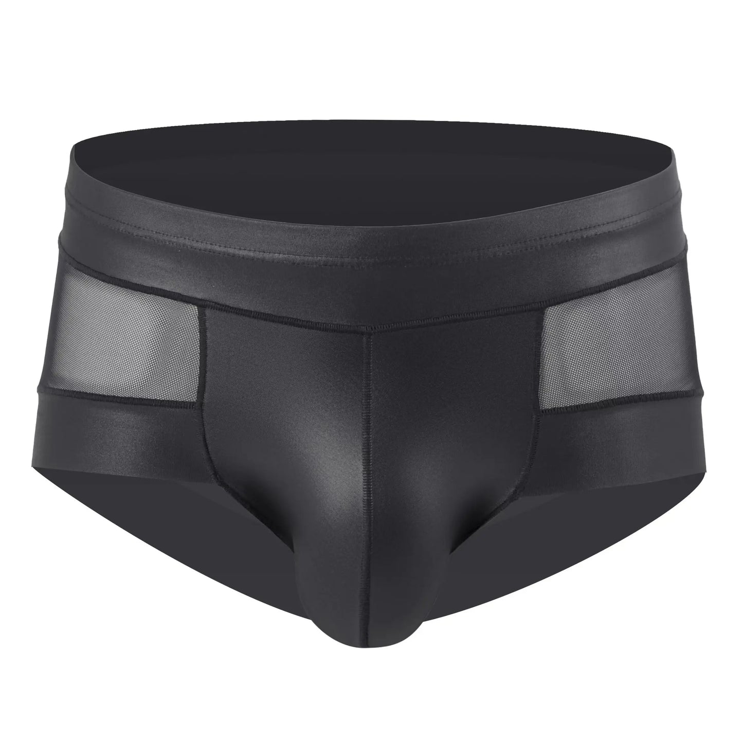 Men's Boxer Briefs in Breathable Mesh and Patent Leather