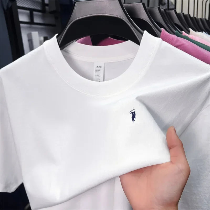 Men's T-shirt, cotton round neck short sleeve, summer item, exquisite ponytail print breathable top T-shirt