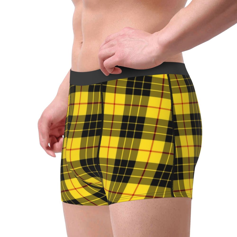 Black Watch Tartan Boxer Shorts for Men in Lycra and Polyester