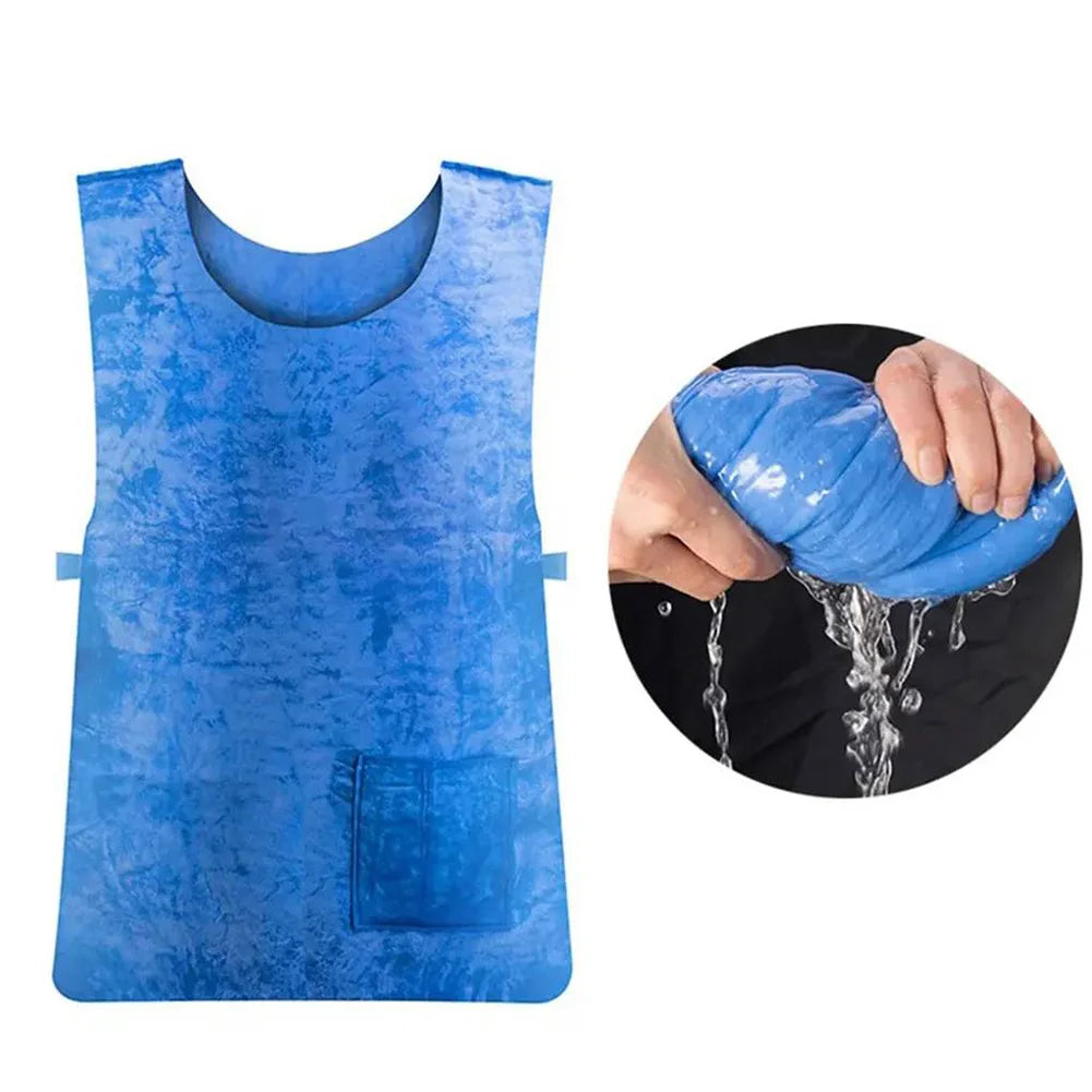 Cooling Vest Blue Microfiber Undershirt for Heatstroke Prevention