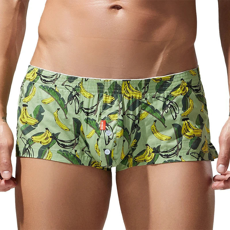 Cotton Boxer Briefs for Men with Banana Pattern