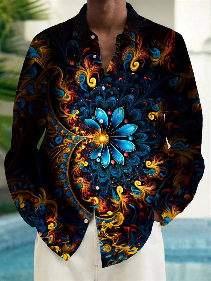Men's Casual Long Sleeve Printed Shirt