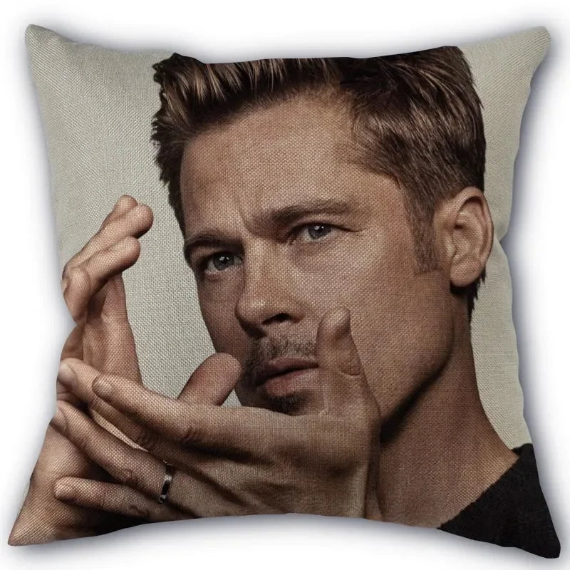 Custom Brad Pitt Pillowcase 45x45cm One Side Decoration Home Textile Cotton Pillow Cover 2026 +