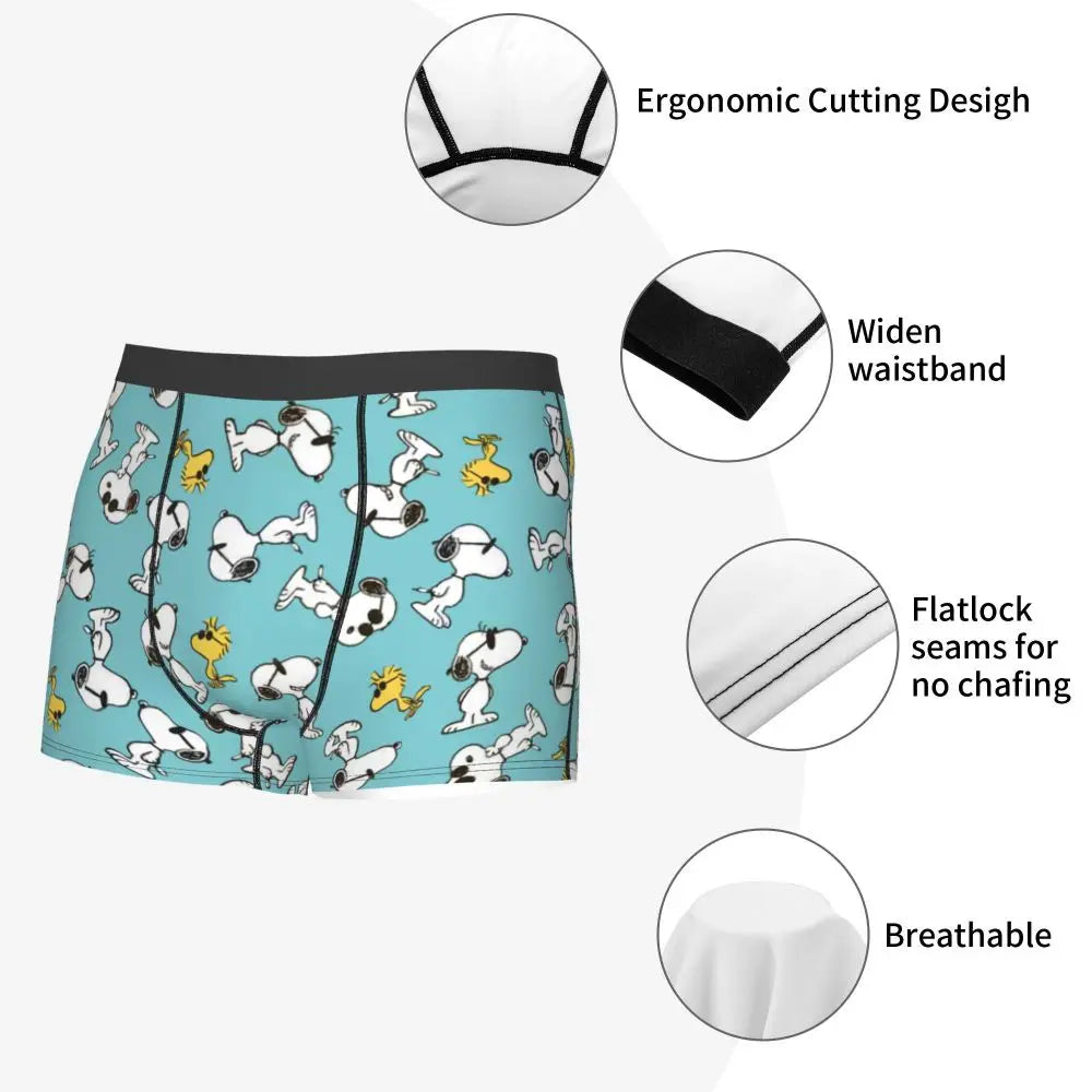 Snoopy Boxer Briefs for Men - Giggle Print Polyester Blend
