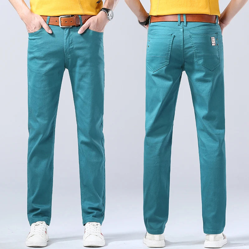 Men's Slim Fit Denim Jeans Casual Straight Stretch Pants