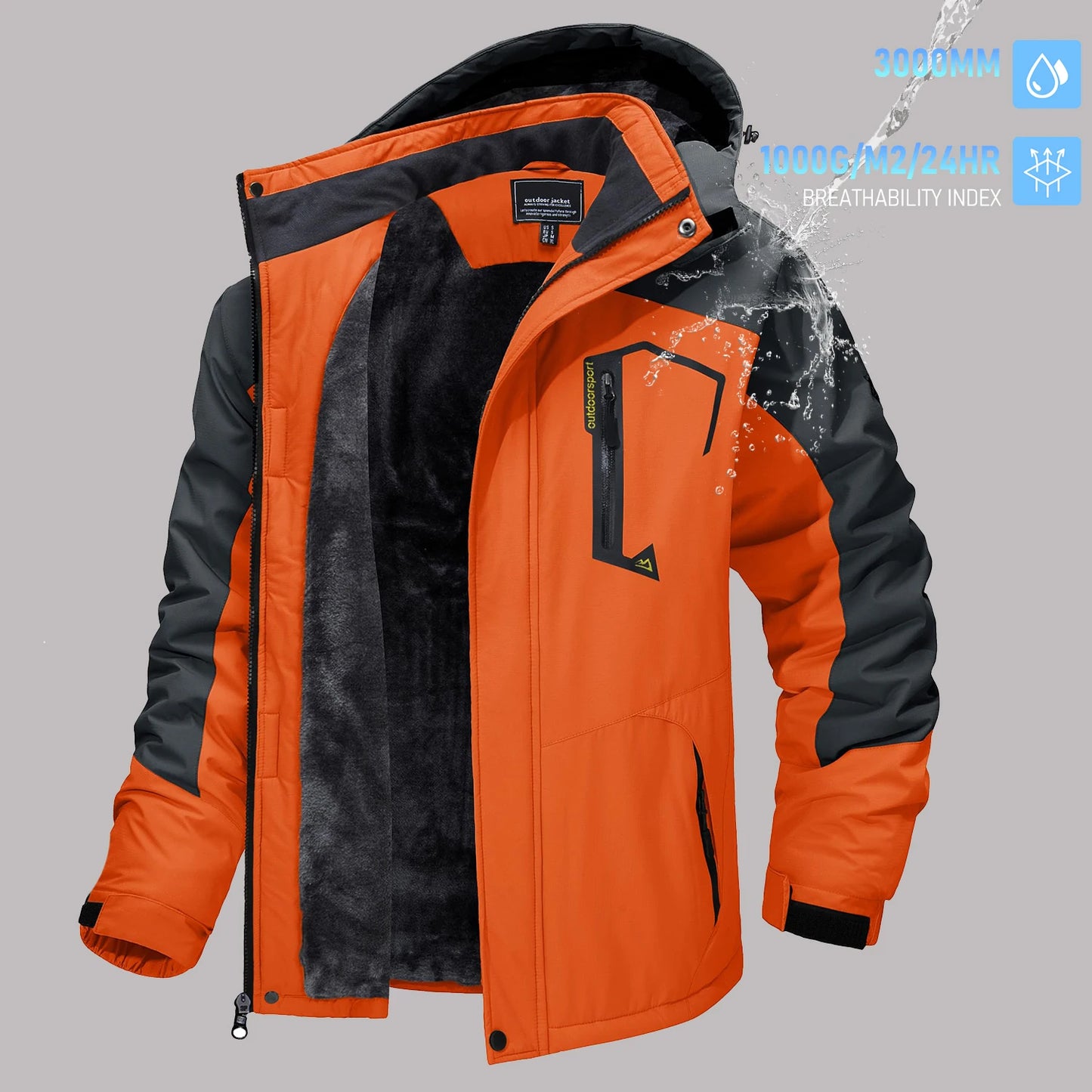 TACVASEN Men's Winter Ski Jackets Waterproof Fleece Coats Insulated Thermal Snowboard Jacket Parka Raincoat with Hood Man Parka