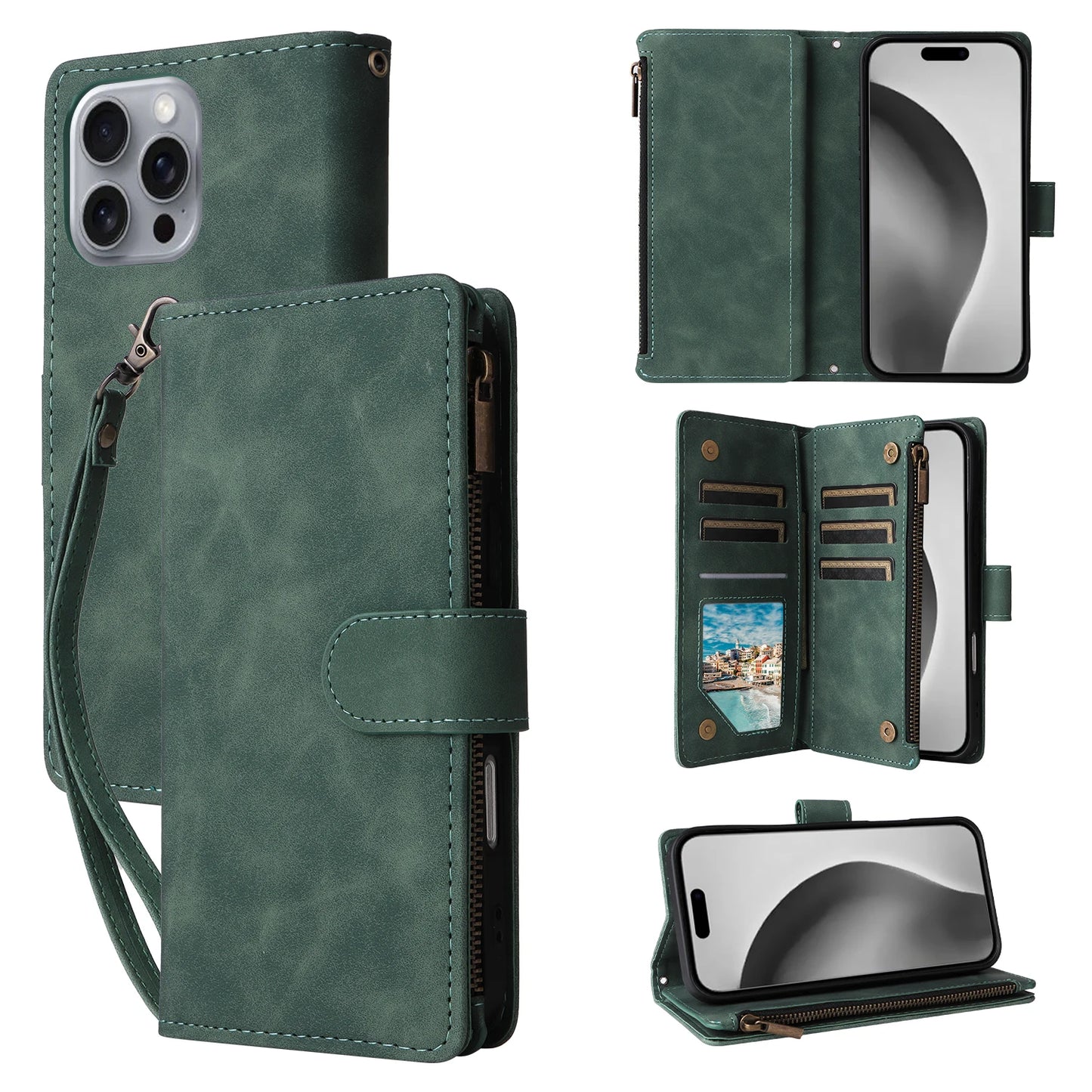 Premium Leather Wallet Case For iPhone 16 15 14 13 12 11 17 Pro Max Plus Magnetic Flip Cover