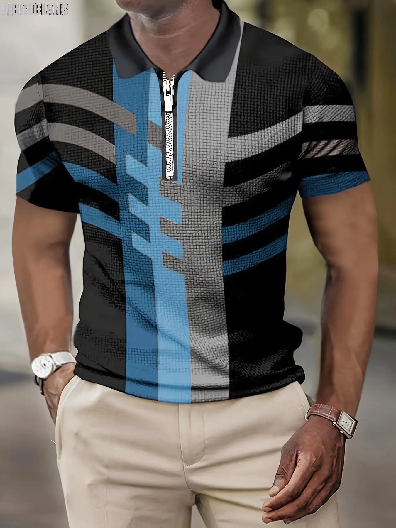 Men's Short-Sleeved POLO Shirt Summer Retro Striped