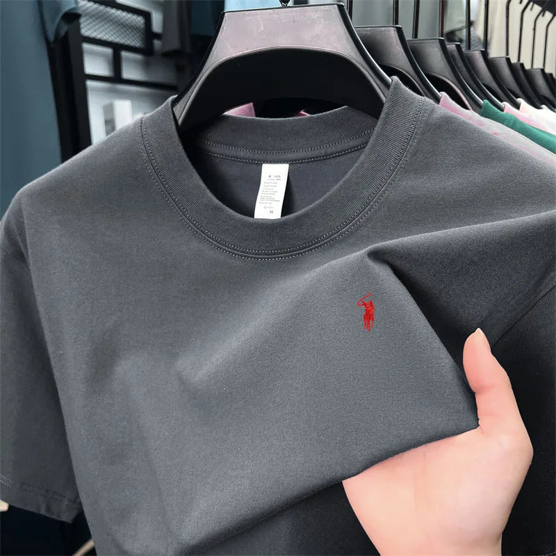 Men's T-shirt, cotton round neck short sleeve, summer item, exquisite ponytail print breathable top T-shirt