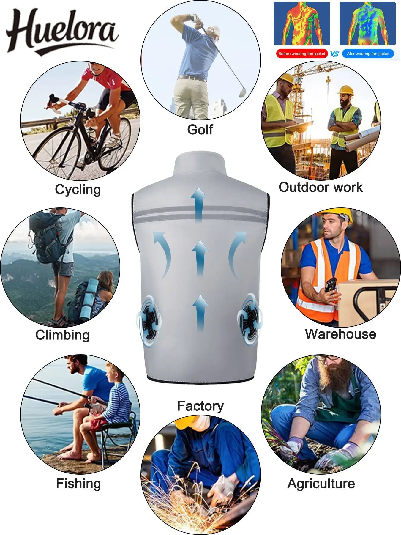 Cooling Vest for Men and Women with USB Dual Fan