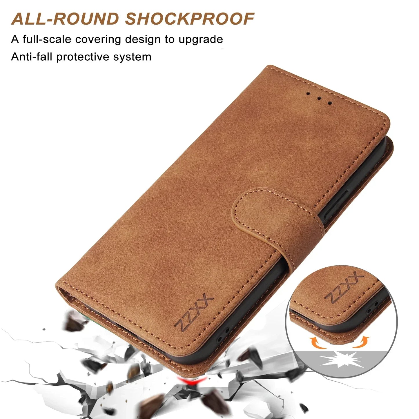 Brand ZZXX Leather Wallet Phone Case For iPhone 16e 16 Pro Max  Plus Flip Card