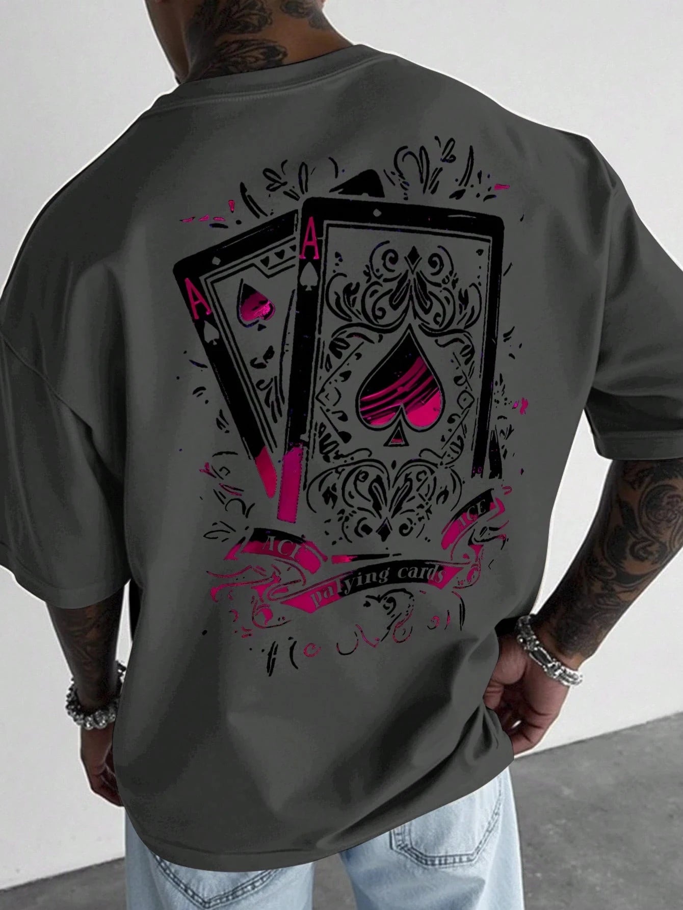 Mens Poker Print TShirt Casual Trendy Streetwear Tee Soft Comfortable Relaxed Fit Short Sleeve Stylish Modern Graphic  Top
