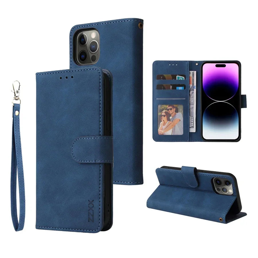Brand ZZXX Leather Wallet Phone Case For iPhone 16e 16 Pro Max  Plus Flip Card