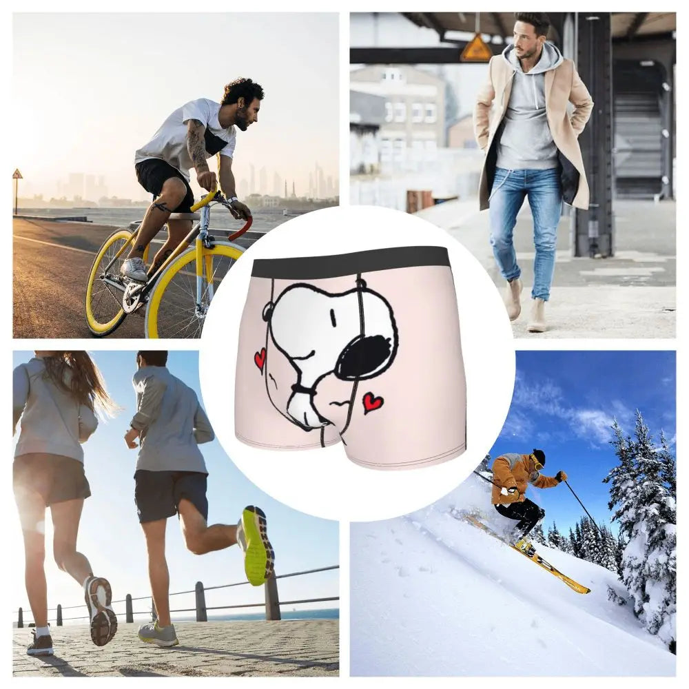 Snoopy Boxer Briefs for Men - Giggle Print Polyester Blend