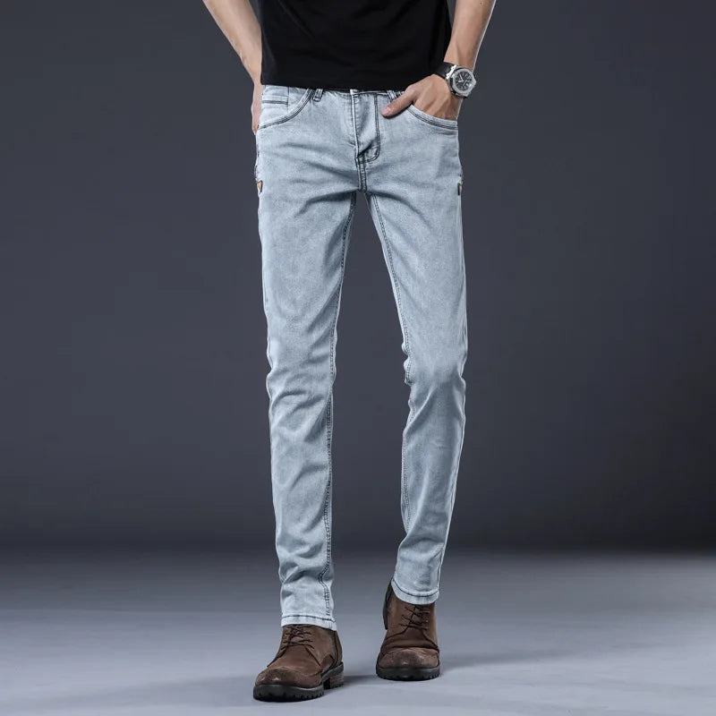 ICPANS Slim Fit Stretch Denim Jeans for Men Gray Blue