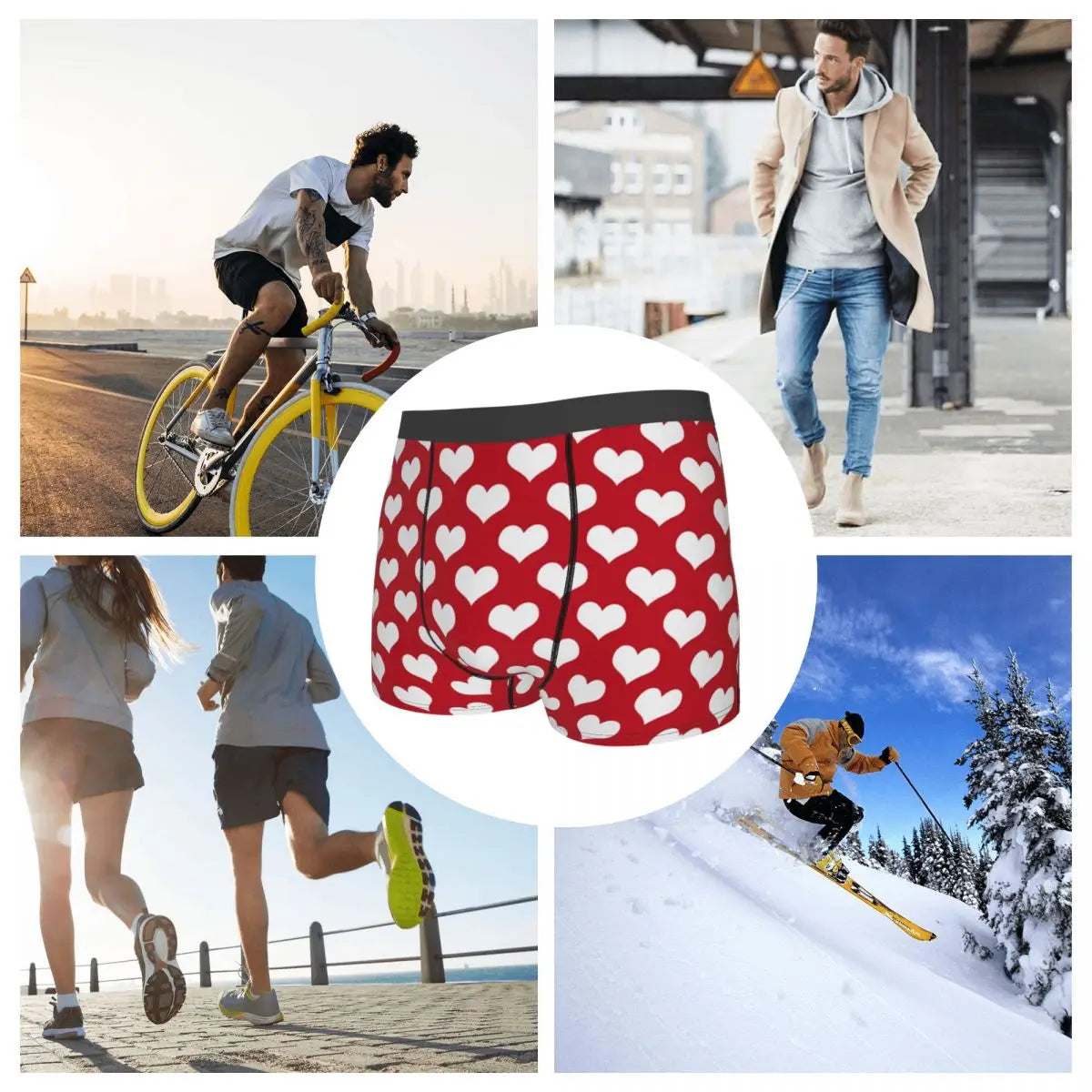 Boxer Shorts Red Hearts Men's Underwear
