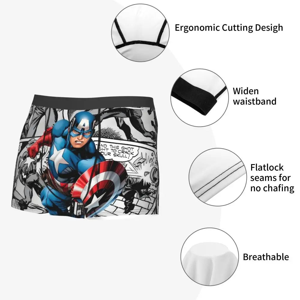 Captain America Comics Design Boxer Shorts for Men by MINISO