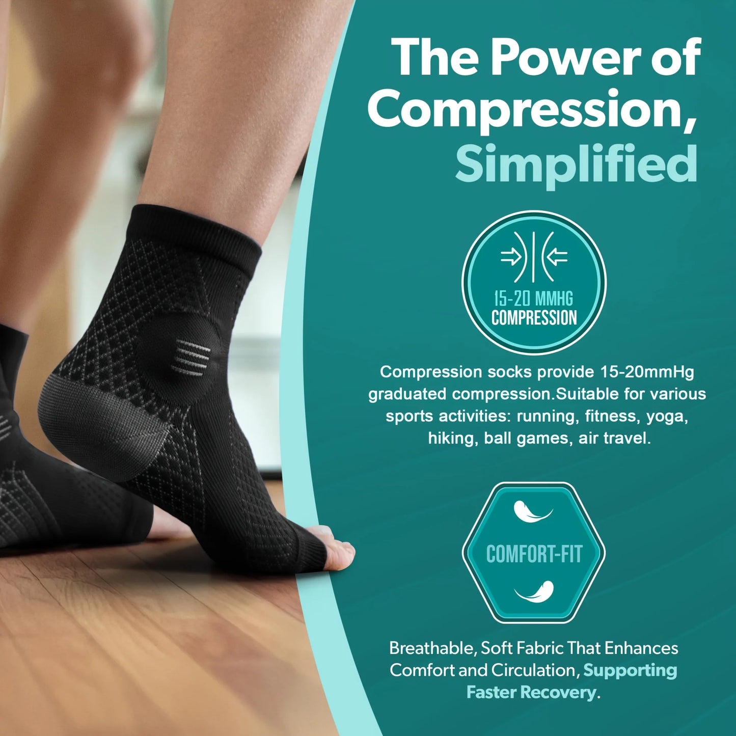 Ankle Compression Socks with Arch and Ankle Support