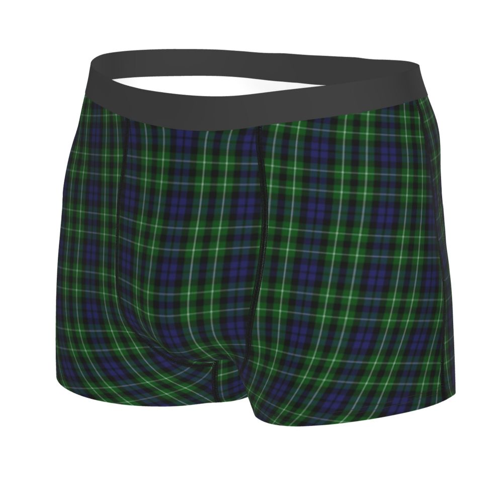 Black Watch Tartan Boxer Shorts for Men in Lycra and Polyester