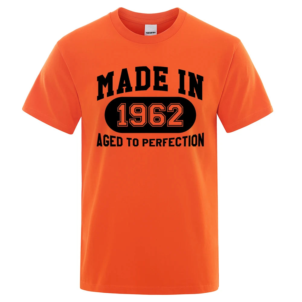 Made In 1962 Aged To Perfection Mens Tee Clothes Hip Hop Breathable Cotton T Shirt Short Sleeve Tops Summer Streetwear T-Shirt