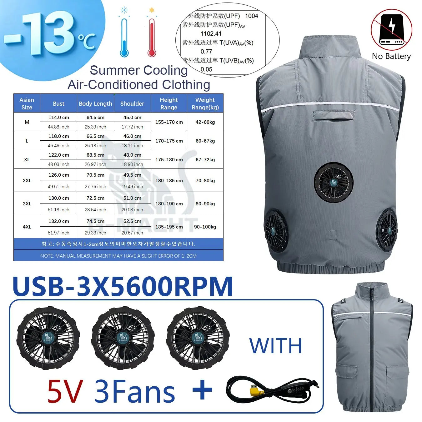G-MACHT USB 12V/5V Cooling Vest for Men and Women