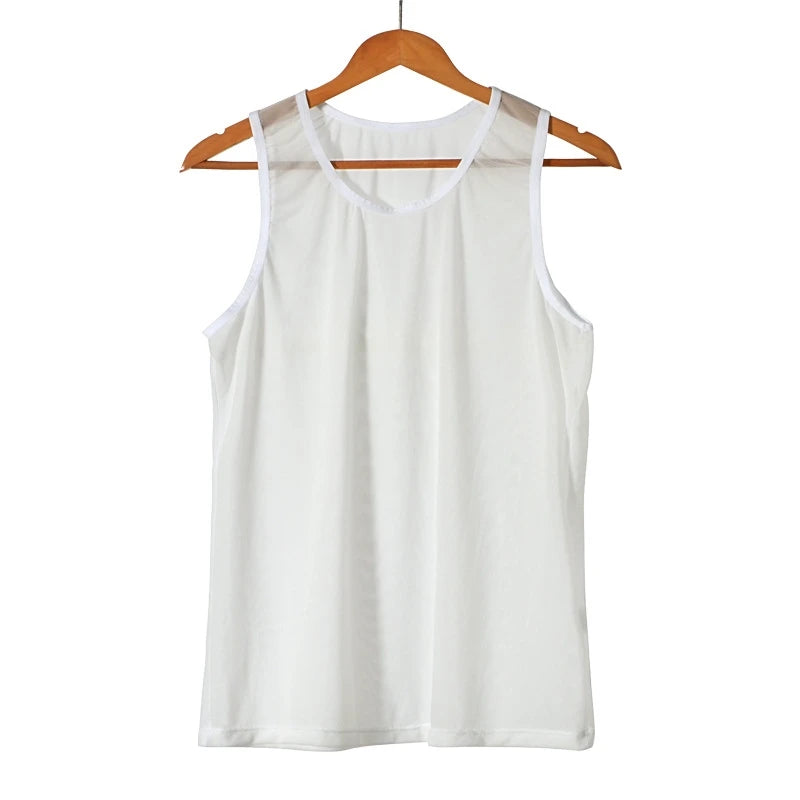 Men's Sleeveless Mesh Fishnet Training Tank Top