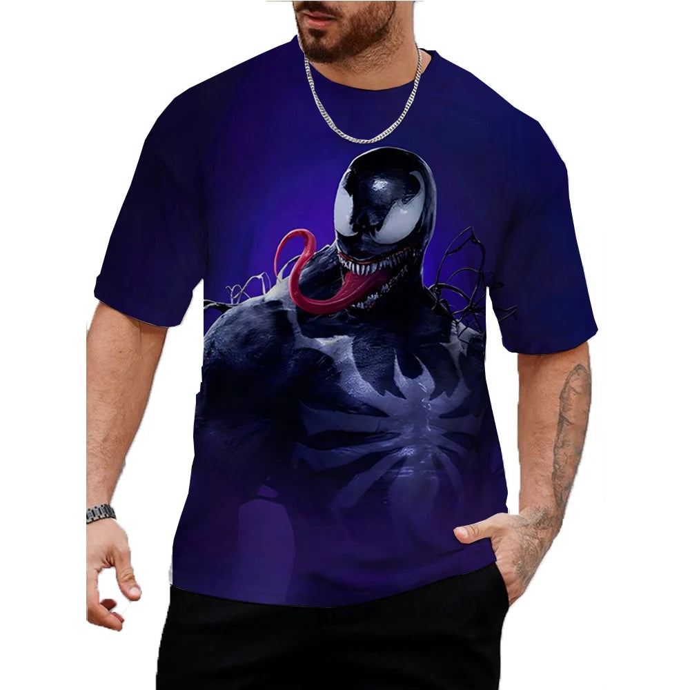 Marvel Venom Print T-Shirt Men's Shirt Summer Short Sleeved Male Pullover