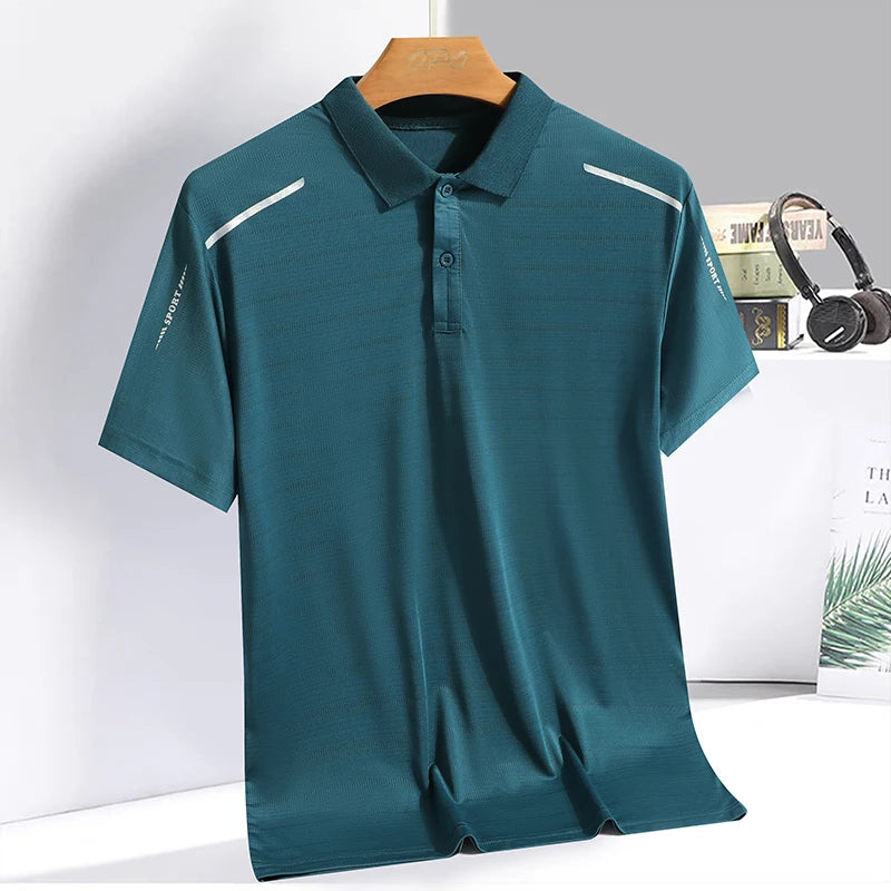 Summer Ice Silk Polo Shirt Quick Drying Casual T-Shirt