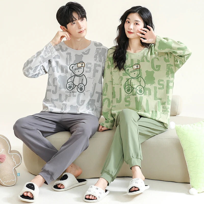 Cotton Korean Men Pajama Set Sleepwear