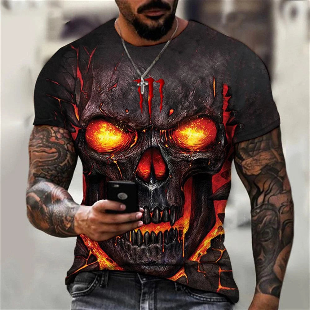 3D Printed Skull T-Shirt for Men Casual Summer Wear