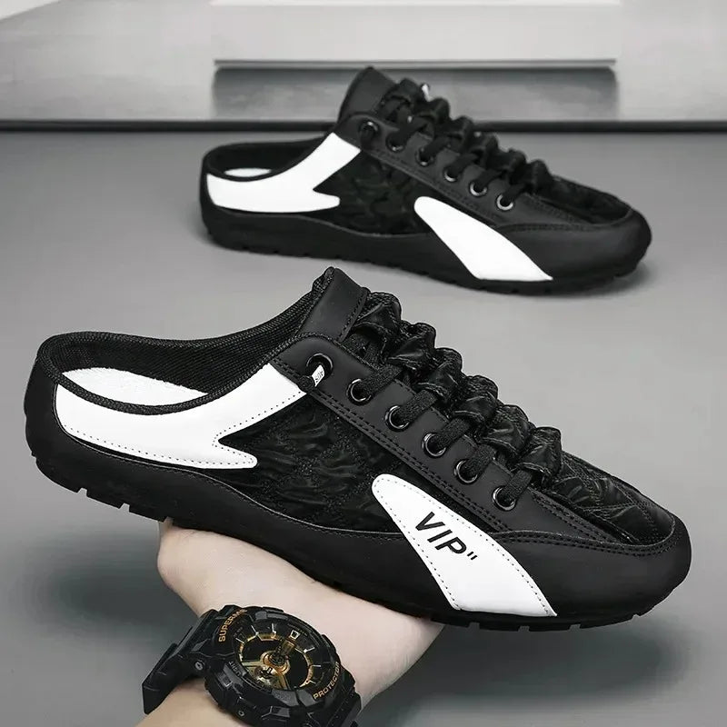 Men's Casual Slip-On PU Summer Slippers with Rubber Sole