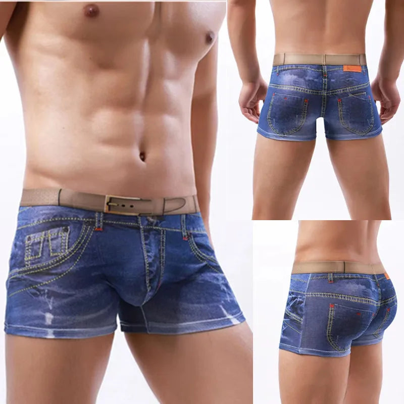 Men's Denim Boxer Shorts by NURRASA