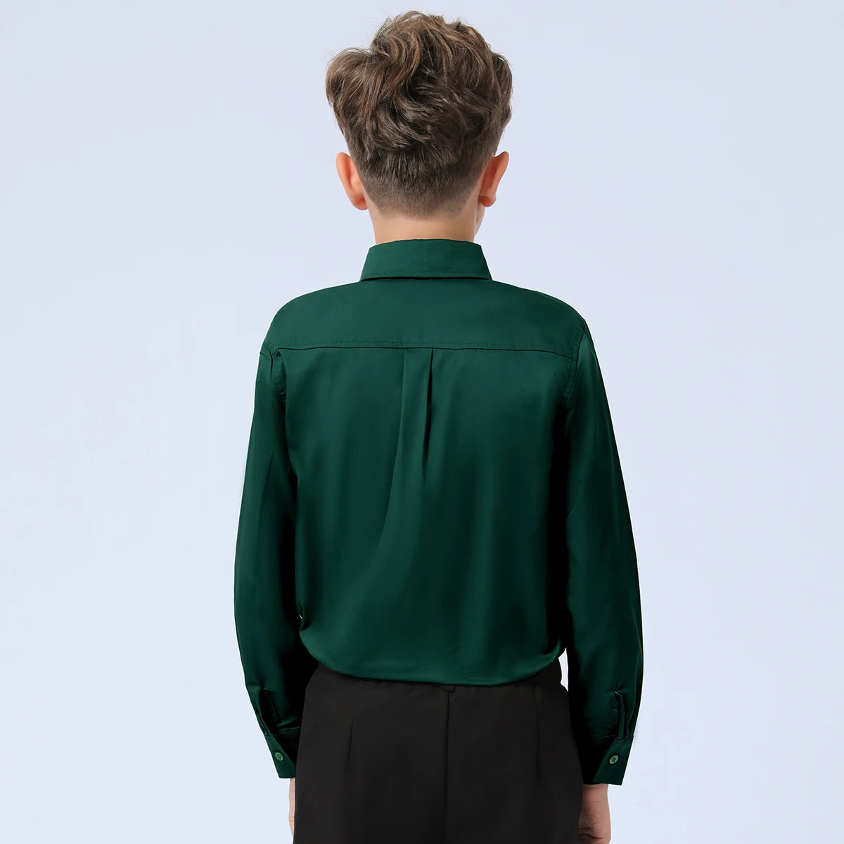 Boys Formal Dress Shirt Black White 7-12 Years Polyester